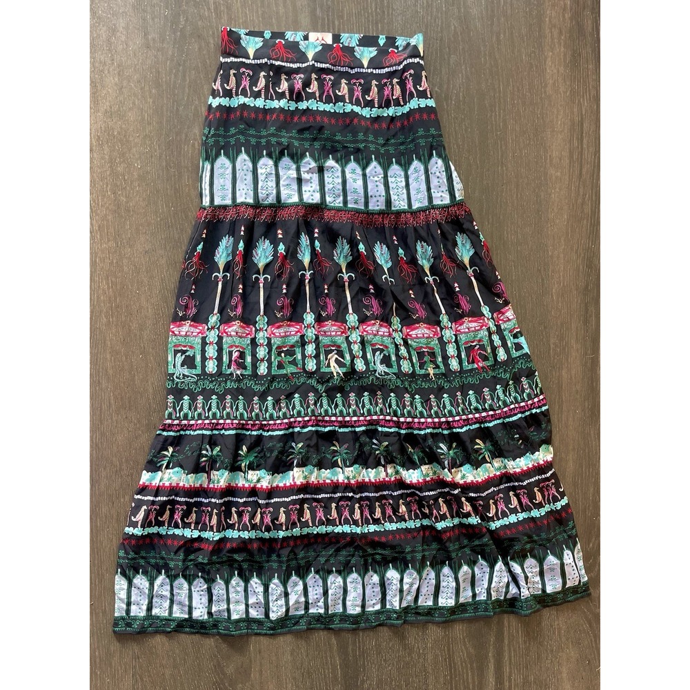 EMPORIO SIRENUSE Silk Patterned Maxi Skirt Size 42 Positano